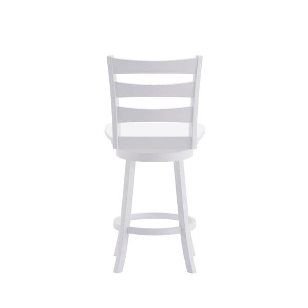 English Elm Liesel Commercial Grade Wooden Ladderback Swivel Barstool for Kitchen and Café Seating Comfort White Wash ES-UN-31WS-24-WH-GG