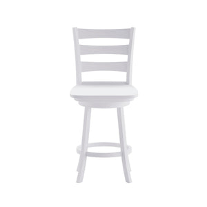 English Elm Liesel Commercial Grade Wooden Ladderback Swivel Barstool for Kitchen and Café Seating Comfort White Wash ES-UN-31WS-24-WH-GG