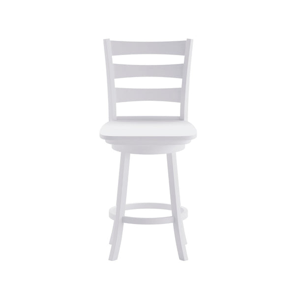 English Elm Liesel Commercial Grade Wooden Ladderback Swivel Barstool for Kitchen and Café Seating Comfort White Wash ES-UN-31WS-24-WH-GG