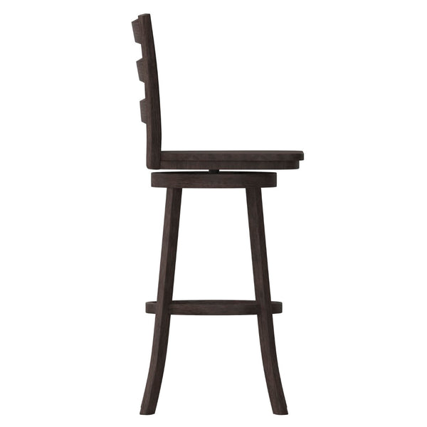 English Elm Liesel Classic Wooden Ladderback Swivel Barstool – Commercial Grade, Timeless Farmhouse Style, Durable Design Gray Wash Walnut ES-UN-31WS-29-GY-GG