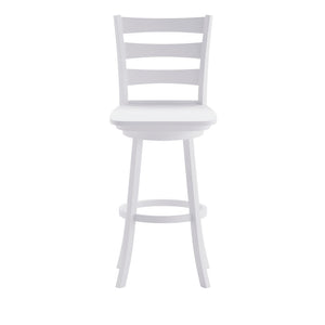 English Elm Liesel Classic Wooden Ladderback Swivel Barstool – Commercial Grade, Timeless Farmhouse Style, Durable Design White Wash ES-UN-31WS-29-WH-GG