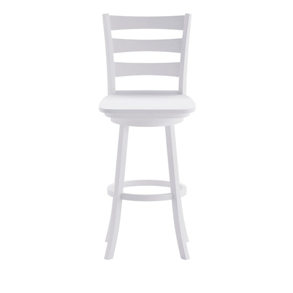 English Elm Liesel Classic Wooden Ladderback Swivel Barstool – Commercial Grade, Timeless Farmhouse Style, Durable Design White Wash ES-UN-31WS-29-WH-GG