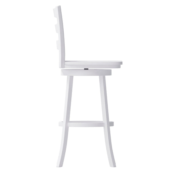English Elm Liesel Classic Wooden Ladderback Swivel Barstool – Commercial Grade, Timeless Farmhouse Style, Durable Design White Wash ES-UN-31WS-29-WH-GG