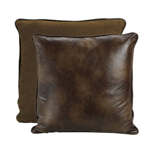 Hiend Accents Brown Faux Leather Reversible Euro Sham - Stylish Western Charm With Cozy Faux Suede Backing Brown 100% Polyester Es1005