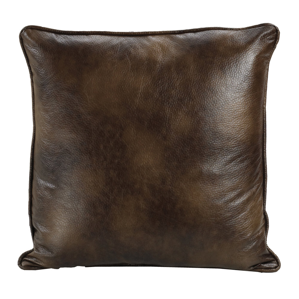 Hiend Accents Brown Faux Leather Reversible Euro Sham - Stylish Western Charm With Cozy Faux Suede Backing Brown 100% Polyester Es1005