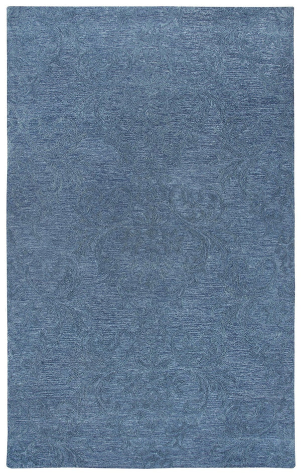 Alora Decor Emerson Hand-Tufted 100% Wool Blue Damask Rug With Multi-Level Pile For Elegant Casual Comfort 10' x 13' EMRES101900090113