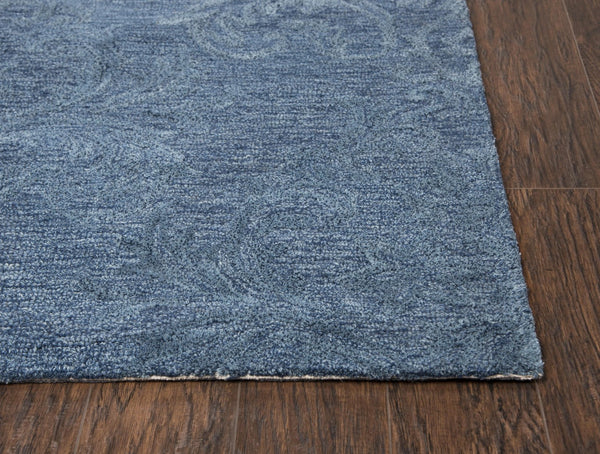 Alora Decor Emerson Hand-Tufted 100% Wool Blue Damask Rug With Multi-Level Pile For Elegant Casual Comfort 10' x 13' EMRES101900090113