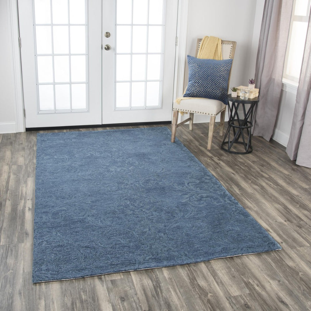 Alora Decor Emerson Hand-Tufted 100% Wool Blue Damask Rug With Multi-Level Pile For Elegant Casual Comfort 10' x 13' EMRES101900090113