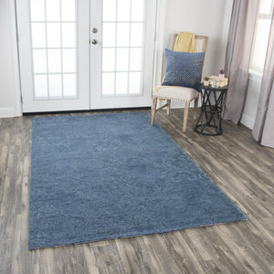 Alora Decor Emerson Hand-Tufted 100% Wool Blue Damask Rug With Multi-Level Pile For Elegant Casual Comfort 10' x 13' EMRES101900090113