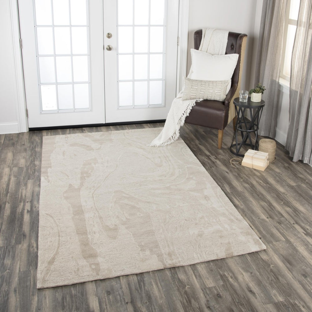 Alora Decor Emerson Hand-Tufted 100% Wool Rug In Ivory Beige Marble Pattern — Textured, Durable, Cozy Underfoot 9' x 12' EMRES102200040912