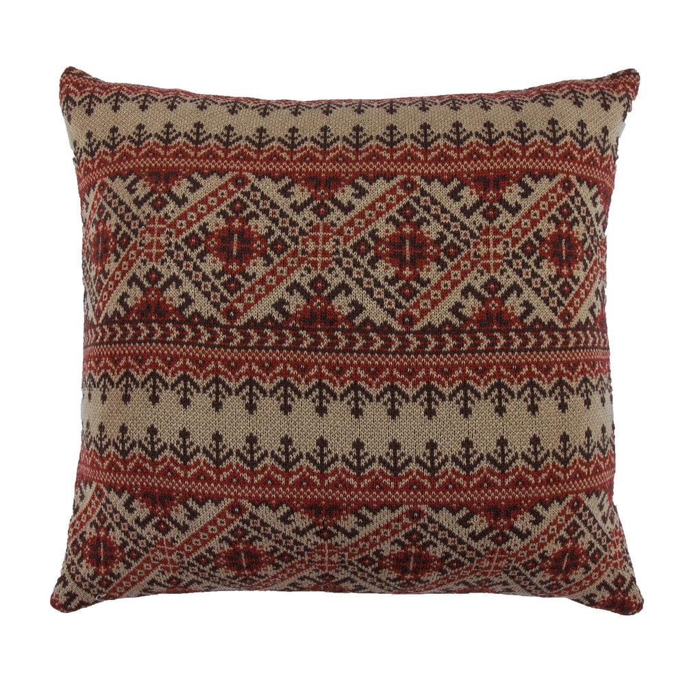 Hiend Accents Fair Isle Knit Euro Sham - Embrace Cozy Tradition With Intricate Patterns For Lodge-inspired Decor Brown,Red 100% Acrylic Es5002-os-fi