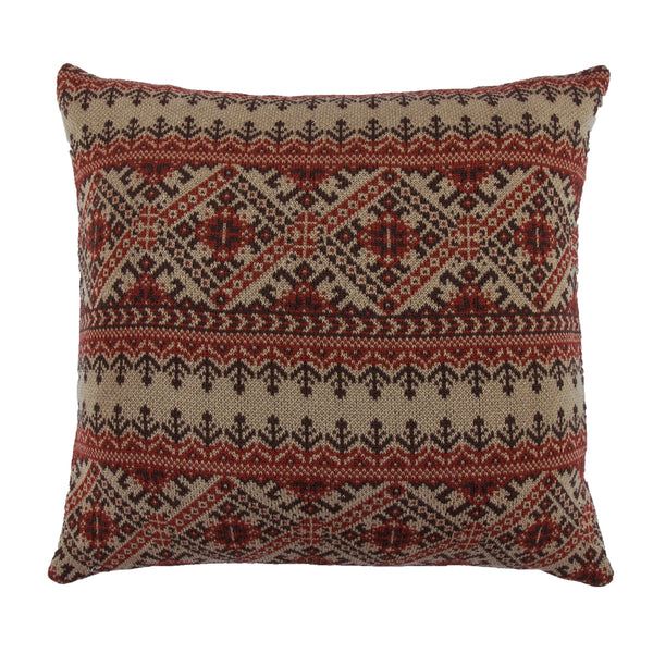 Hiend Accents Fair Isle Knit Euro Sham - Embrace Cozy Tradition With Intricate Patterns For Lodge-inspired Decor Brown,Red 100% Acrylic Es5002-os-fi