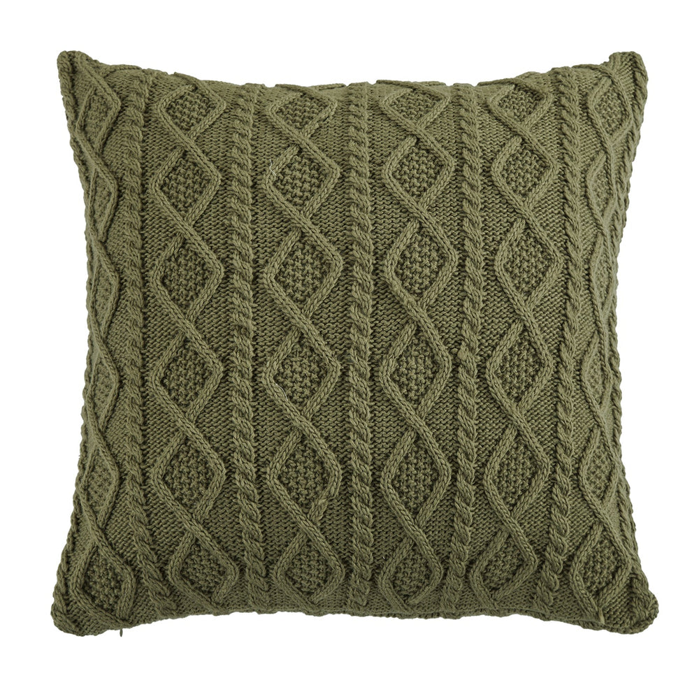 Hiend Accents Cable Knit Euro Sham - Luxurious Softness With Timeless Diamond Design For Elegant Home Décor Green Shell, 70% Acrylic,30% Wool,Fill, 100% Polyester Es5002-os-gr