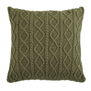 Hiend Accents Cable Knit Euro Sham - Luxurious Softness With Timeless Diamond Design For Elegant Home Décor Green Shell, 70% Acrylic,30% Wool,Fill, 100% Polyester Es5002-os-gr