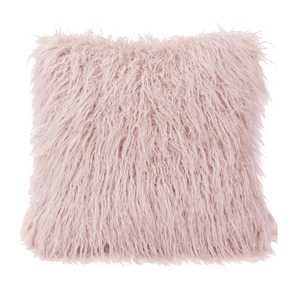 Hiend Accents Mongolian Faux Fur Euro Sham - Luxurious Textured Accent For Cozy Living Room Or Bedroom Decor Blush 100% Acrylic Es5003-os-bh