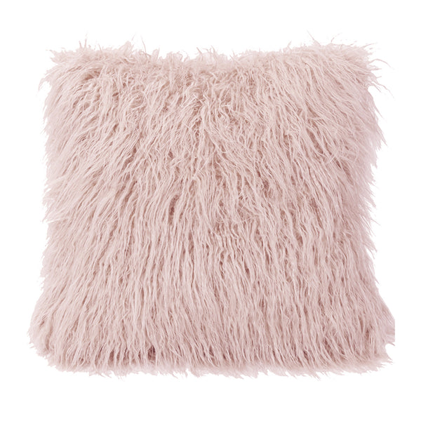 Hiend Accents Mongolian Faux Fur Euro Sham - Luxurious Textured Accent For Cozy Living Room Or Bedroom Decor Blush 100% Acrylic Es5003-os-bh