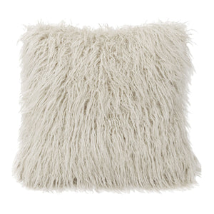 Hiend Accents Mongolian Faux Fur Euro Sham - Luxurious Textured Accent For Cozy Living Room Or Bedroom Decor White 100% Acrylic Es5003-os-wh