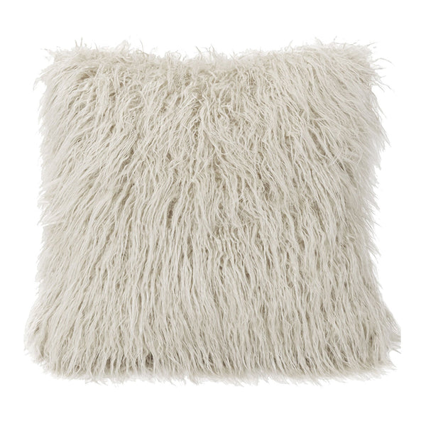 Hiend Accents Mongolian Faux Fur Euro Sham - Luxurious Textured Accent For Cozy Living Room Or Bedroom Decor White 100% Acrylic Es5003-os-wh