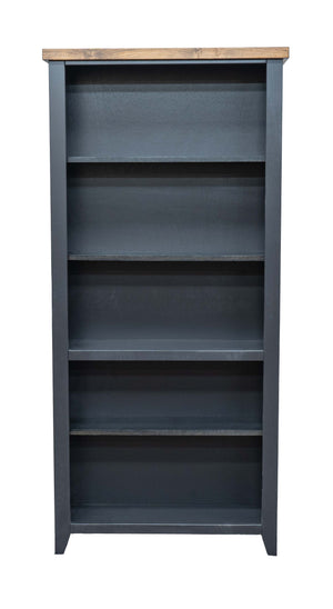Legends Furniture Bridgevine Home Essex 72 Inch High 5-shelf Bookcase, No Assembly Required, Black And Whiskey Finish Black Poplar Solids And Okoume Veneers Es6672.Swk