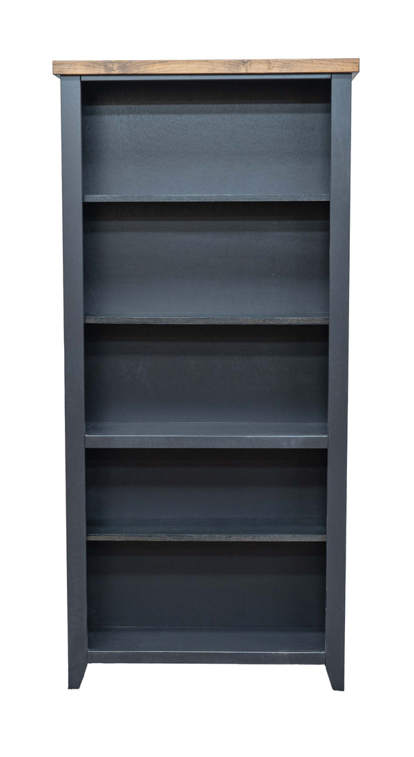 Legends Furniture Bridgevine Home Essex 72 Inch High 5-shelf Bookcase, No Assembly Required, Black And Whiskey Finish Black Poplar Solids And Okoume Veneers Es6672.Swk