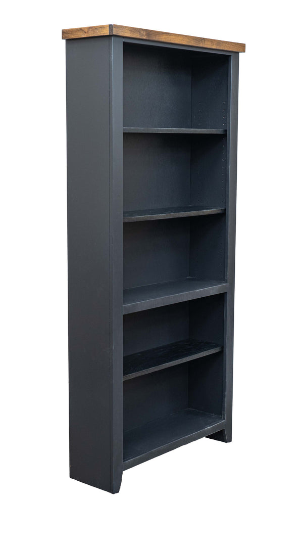 Legends Furniture Bridgevine Home Essex 72 Inch High 5-shelf Bookcase, No Assembly Required, Black And Whiskey Finish Black Poplar Solids And Okoume Veneers Es6672.Swk