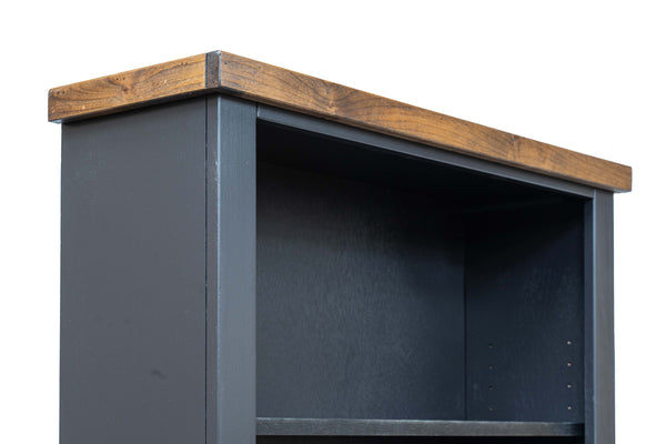 Legends Furniture Bridgevine Home Essex 72 Inch High 5-shelf Bookcase, No Assembly Required, Black And Whiskey Finish Black Poplar Solids And Okoume Veneers Es6672.Swk