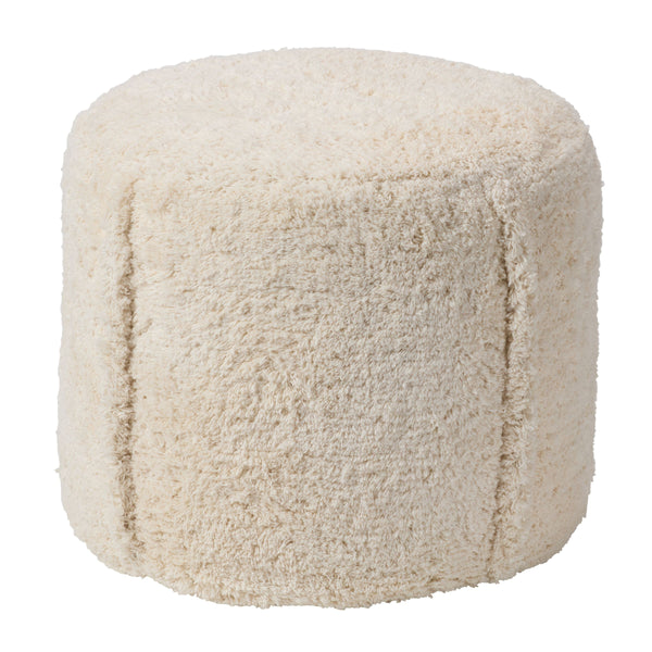 Jaipur Living Vibe by Jaipur Living Cotton Faux Shearling Cylinder Pouf Plush Bohemian Accent ACF100003