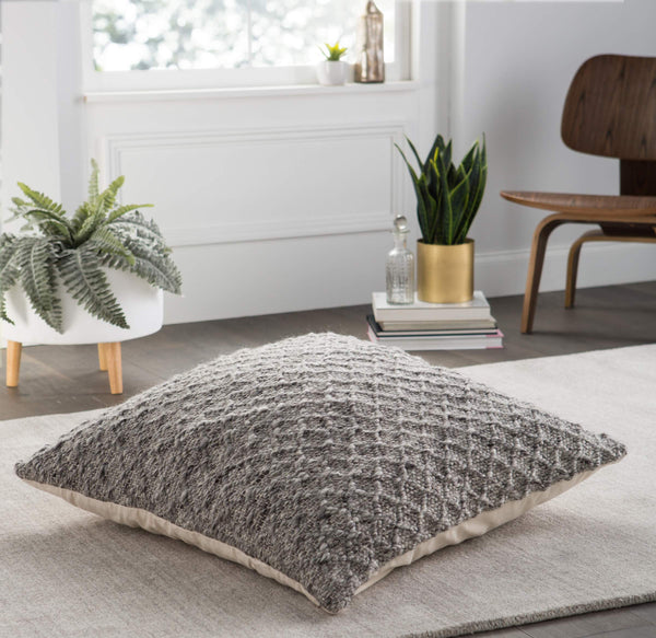 Jaipur Living Jaipur Living Azmund Handwoven Wool Viscose Floor Pillow Cover for Cozy Spaces Gray PLC102253