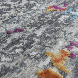 Essence Hand-knotted Wool Silk Abstract Rug with Carved High-low Pile for Modern Living Spaces