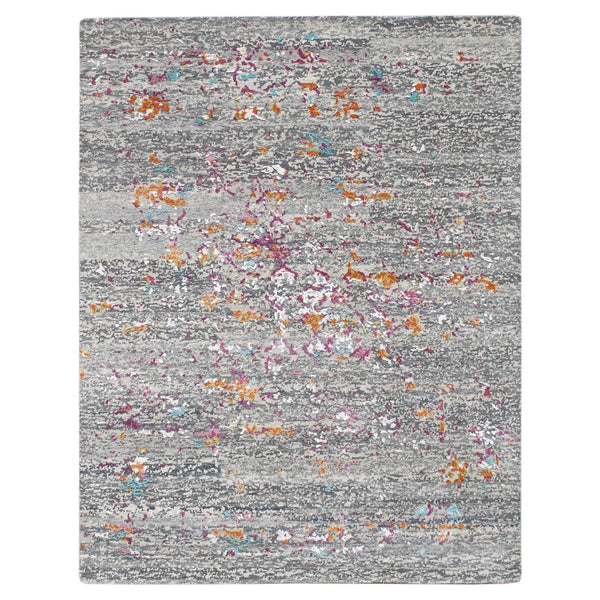 AMER Rugs Essence Hand-knotted Wool Silk Abstract Rug with Carved High-low Pile for Modern Living Spaces 9' X 12' ESS50912