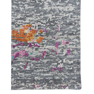 Essence Hand-knotted Wool Silk Abstract Rug with Carved High-low Pile for Modern Living Spaces