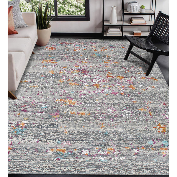 Essence Hand-knotted Wool Silk Abstract Rug with Carved High-low Pile for Modern Living Spaces