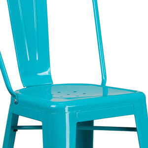 English Elm Cindy Commercial-Grade 30" High Metal Barstool with Back – Stylish Indoor-Outdoor Seating Solution Crystal Teal-Blue ET-3534-30-CB-GG