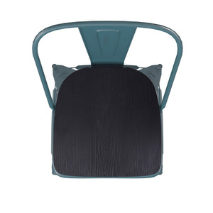 English Elm Carly Commercial Grade 30" High Metal Barstool with Back for Indoor-Outdoor Dining Comfort & Style Black Seat/Kelly Blue-Teal Frame ET-3534-30-KB-PL1B-GG