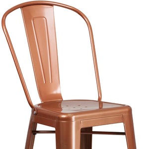 English Elm Cindy Commercial-Grade 30" High Metal Barstool with Back – Stylish Indoor-Outdoor Seating Solution Copper ET-3534-30-POC-GG