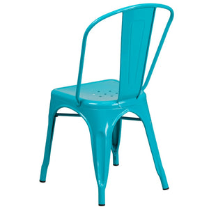 English Elm Tenley Commercial Grade Metal Dining Chair – Stylish, Stackable Seating for Indoor & Outdoor Use Crystal Teal-Blue ET-3534-CB-GG