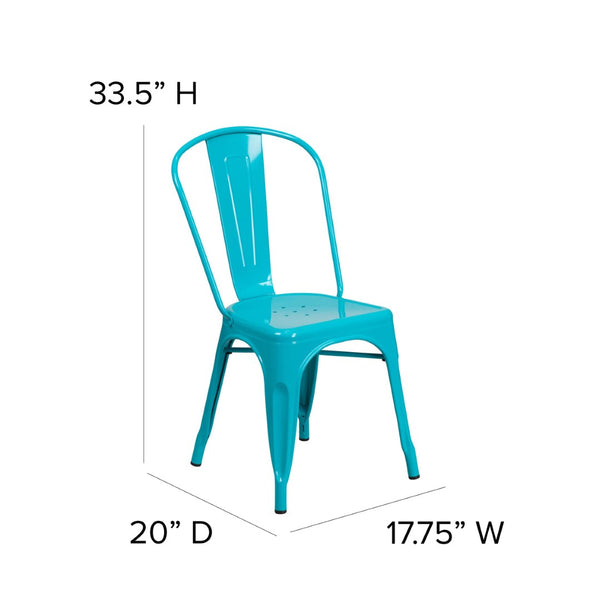 English Elm Tenley Commercial Grade Metal Dining Chair – Stylish, Stackable Seating for Indoor & Outdoor Use Crystal Teal-Blue ET-3534-CB-GG