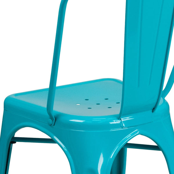 English Elm Tenley Commercial Grade Metal Dining Chair – Stylish, Stackable Seating for Indoor & Outdoor Use Crystal Teal-Blue ET-3534-CB-GG