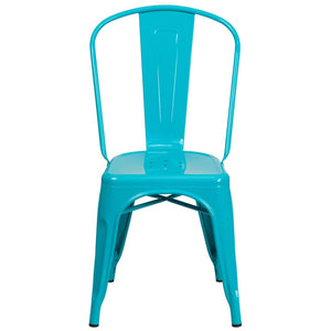 English Elm Tenley Commercial Grade Metal Dining Chair – Stylish, Stackable Seating for Indoor & Outdoor Use Crystal Teal-Blue ET-3534-CB-GG