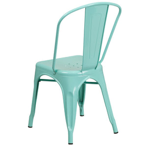 English Elm Tenley Commercial Grade Metal Dining Chair – Stylish, Stackable Seating for Indoor & Outdoor Use Mint Green ET-3534-MINT-GG