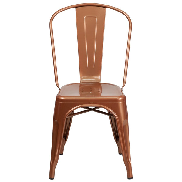 English Elm Tenley Commercial Grade Metal Dining Chair – Stylish, Stackable Seating for Indoor & Outdoor Use Copper ET-3534-POC-GG