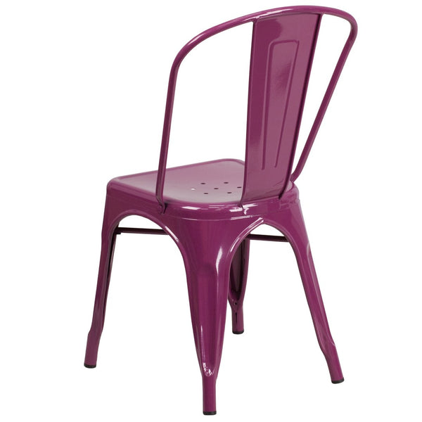 English Elm Tenley Commercial Grade Metal Dining Chair – Stylish, Stackable Seating for Indoor & Outdoor Use Purple ET-3534-PUR-GG