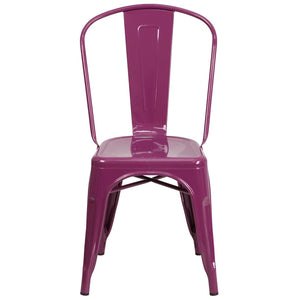 English Elm Tenley Commercial Grade Metal Dining Chair – Stylish, Stackable Seating for Indoor & Outdoor Use Purple ET-3534-PUR-GG
