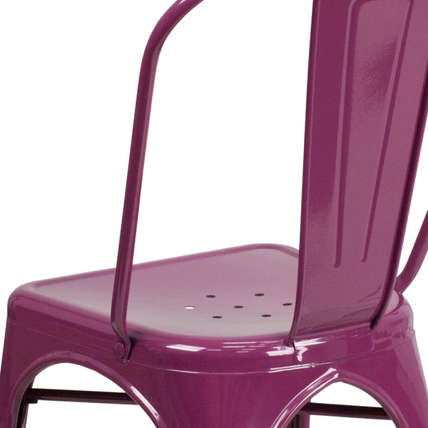 English Elm Tenley Commercial Grade Metal Dining Chair – Stylish, Stackable Seating for Indoor & Outdoor Use Purple ET-3534-PUR-GG