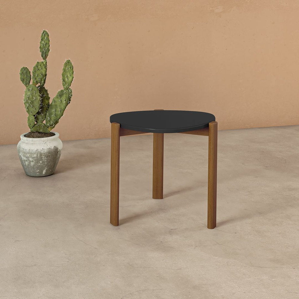 Manhattan Comfort Gales Mid-Century Modern End Table Matte Black ET-82742-BK