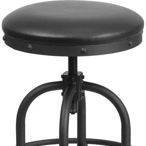 English Elm Carrington Adjustable 24'' Swivel Counter Stool - Black LeatherSoft, Rustic Industrial Design, Durable ET-BR542-224-GG