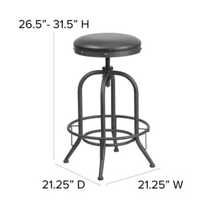 English Elm Carrington 30'' Adjustable Barstool - Stylish Black LeatherSoft Seat with 360° Swivel Lift Comfort ET-BR542-230-GG