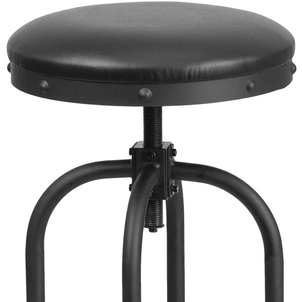 English Elm Carrington 30'' Adjustable Barstool - Stylish Black LeatherSoft Seat with 360° Swivel Lift Comfort ET-BR542-230-GG