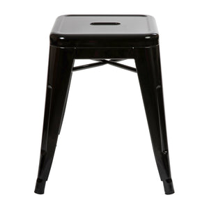 English Elm Kai Set of 4 Stackable Metal Stools for Dining, Kitchen, and Commercial Spaces - Durable & Stylish Black ET-BT3503-18-BLK-GG