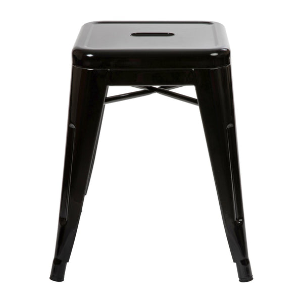 English Elm Kai Set of 4 Stackable Metal Stools for Dining, Kitchen, and Commercial Spaces - Durable & Stylish Black ET-BT3503-18-BLK-GG